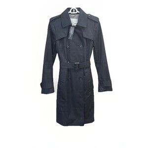 Banana Republic Black Double Breasted Trench Coat Sz M NWT Belted Classic Cotton